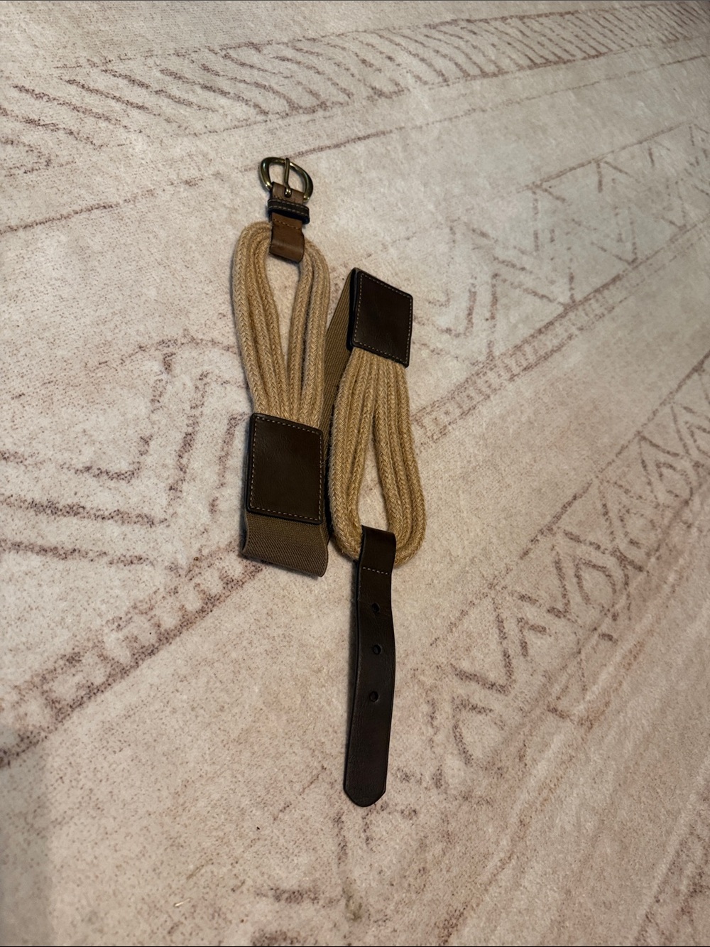 Women Beige and Brown Woven Belt - Classic Casual Style waist Belt
